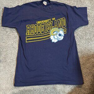 Vintage University of Rhode Island T-Shirt Mens XL Blue 90s NCAA Single Stitch